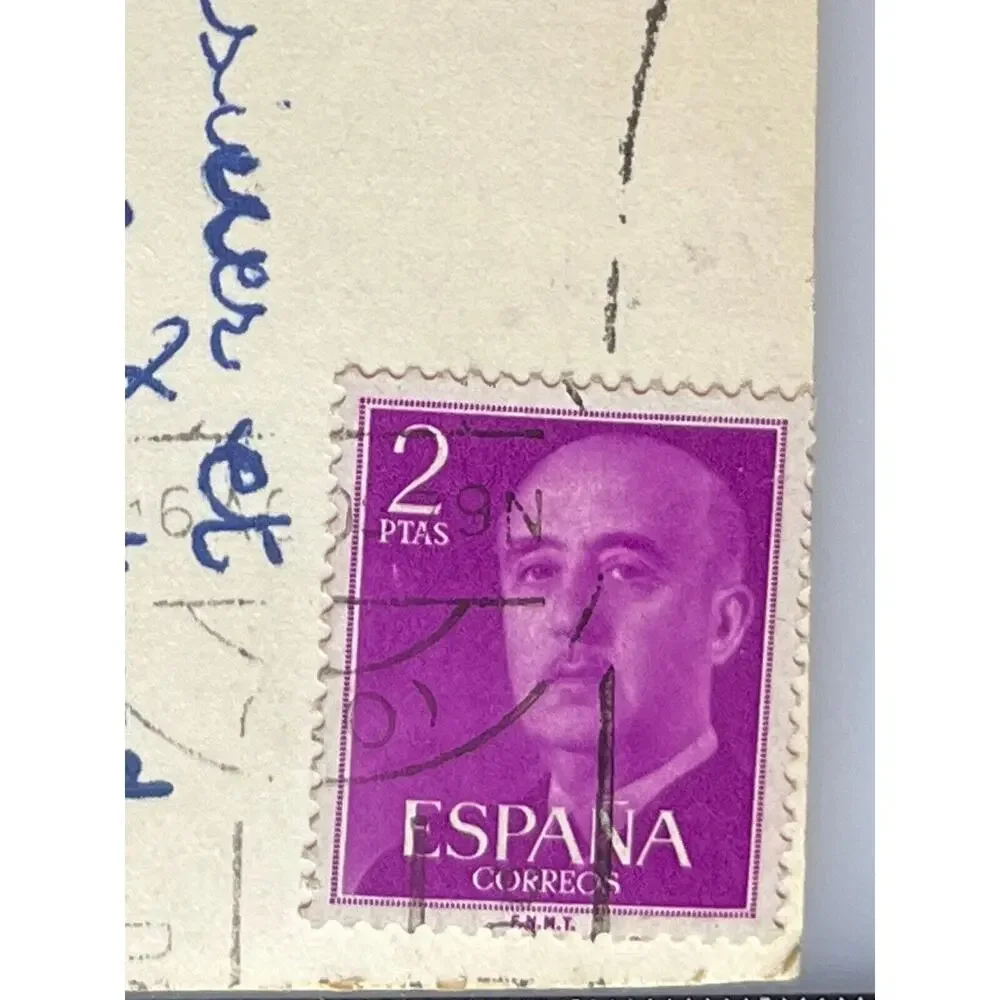 Vintage MId Century 1900s Ephemera RPPC Postcard Lisboa Portugal Franco Espana